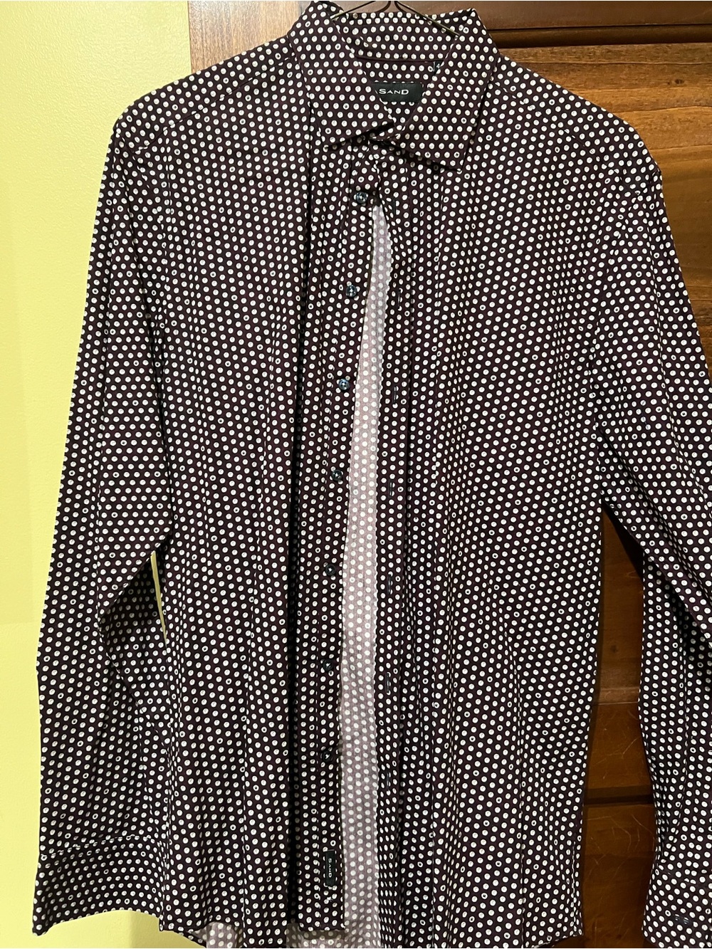 SAND Black Polka Dot Button-Up Shirt Jacket